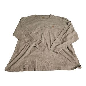 Men Carhartt Long Sleeve Crew Neck T Shirt Size 2XL Loose Solid Grey